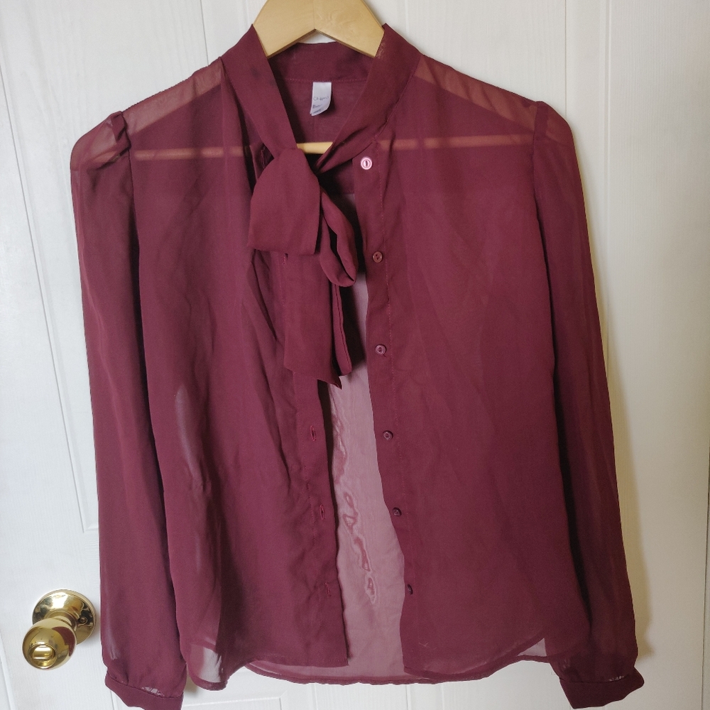 Sheer maroon blouse